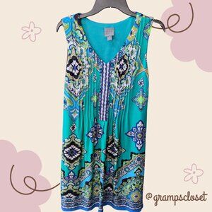 Blue Printed Tank Dress